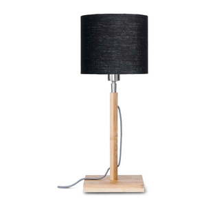 Stolová lampa s čiernym tienidlom a konštrukciou z bambusu Good&Mojo Fuji vyobraziť