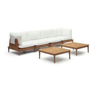 Biela záhradná lounge súprava z teakového dreva pre 4 Portitxol - Kave Home vyobraziť