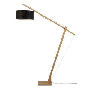 Stojacia lampa s čiernym tienidlom a konštrukciou z bambusu Good&Mojo Montblanc vyobraziť