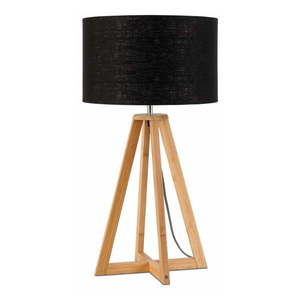Stolová lampa s čiernym tienidlom a konštrukciou z bambusu Good&Mojo Everest vyobraziť