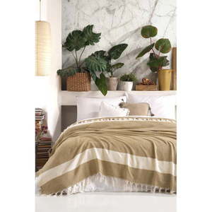 Horčicovožltý bavlnený pléd cez posteľ Viaden Şeritli, 200 x 230 cm vyobraziť