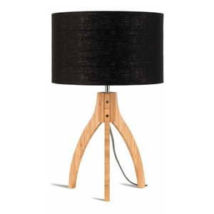 Stolová lampa s čiernym tienidlom a konštrukciou z bambusu Good&Mojo Annapurna vyobraziť
