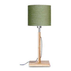 Stolová lampa so zeleným tienidlom a konštrukciou z bambusu Good&Mojo Fuji vyobraziť