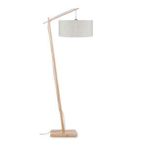 Stojacia lampa so svetlobéžovým tienidlom a konštrukciou z bambusu Good&Mojo Andes vyobraziť