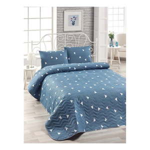 Set modrej bavlnenej prikrývky cez posteľ a 2 obliečok na vankúše Lesso Duro, 200 × 220 cm vyobraziť