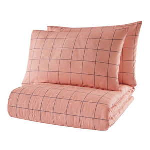 Ružová prikrývka cez posteľ s 2 obliečkami na vankúš z ranforce bavlny Mijolnir Piga, 225 x 240 cm vyobraziť