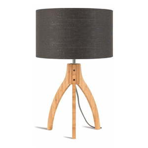 Stolová lampa s tmavosivým tienidlom a konštrukciou z bambusu Good&Mojo Annapurna vyobraziť