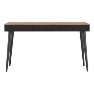 Čierny pracovný stôl s doskou v dekore duba 134x59 cm - TemaHome vyobraziť
