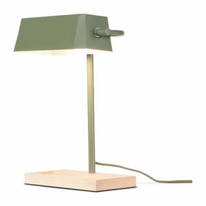 Stolová lampa s kovovým tienidlom v zeleno-prírodnej farbe (výška 40 cm) Cambridge – it's about RoMi vyobraziť