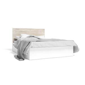 Biela/prírodná dvojlôžková posteľ v dekore duba s úložným priestorom 140x190 cm Sahara - Marckeric vyobraziť