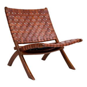 Skladacia stolička z teakového dreva a kože House Nordic Montana vyobraziť