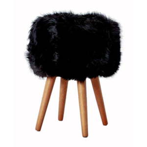 Stolička s čiernym sedadlom z ovčej kožušiny Native Natural, ⌀ 30 cm vyobraziť