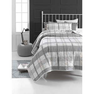 Sivá prikrývka cez posteľ s obliečkou na vankúš z ranforce bavlny Mijolnir MyHome, 180 x 225 cm vyobraziť