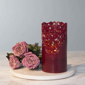 Červená vosková LED sviečka Star Trading Clary, výška 15 cm vyobraziť