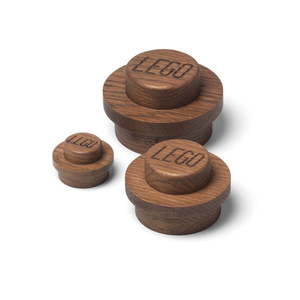 Súprava 3 nástenných háčikov z tmavo moreného dubového dreva LEGO® Wood vyobraziť
