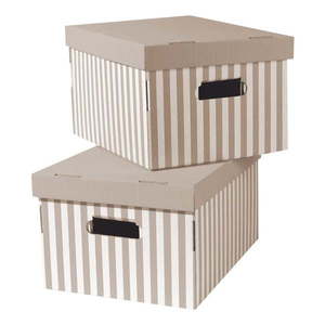 Kartónové úložné boxy s vekom v súprave 2 ks Stripes – Compactor vyobraziť