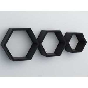 Sada 3 poličiek Hexagon, čierne% vyobraziť