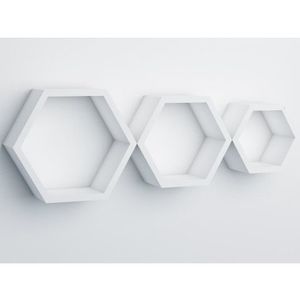 Sada 3 poličiek Hexagon, biele% vyobraziť