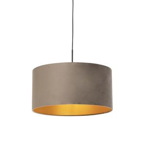 Závesná lampa s velúrovým tienidlom taupe so zlatom 50 cm - Combi vyobraziť