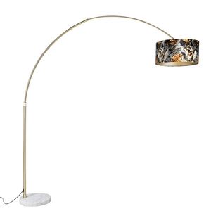 Oblúková lampa mosadz s tienidlom kvetinový vzor 50 cm - XXL vyobraziť