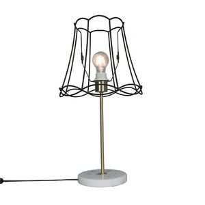 Retro stolná lampa mosadz s rámom Granny čierna 30 cm - Kaso vyobraziť