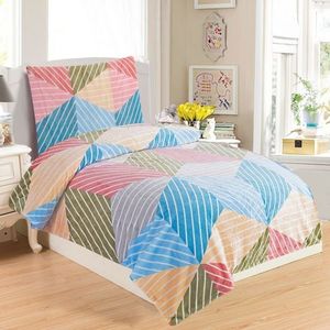 Mikroplyšové posteľné obliečky - farebná geometria, 140x200 vyobraziť
