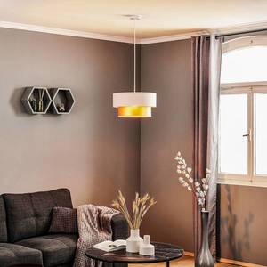 Maco Design Závesná lampa Dorina, krémová/zlatá Ø 40 cm vyobraziť