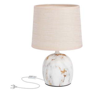 Krémovobiela stolová lampa s textilným tienidlom (výška 25 cm) Adelina – Candellux Lighting vyobraziť