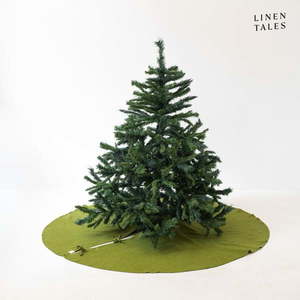 Zelený okrúhly koberec pod vianočný stromček ø 125 cm – Linen Tales vyobraziť