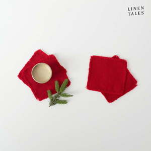 Červené podtácky v súprave 4 ks – Linen Tales vyobraziť