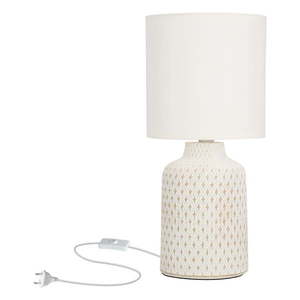 Krémovobiela stolová lampa s textilným tienidlom (výška 32 cm) Iner – Candellux Lighting vyobraziť