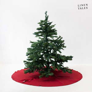 Červený okrúhly koberec pod vianočný stromček ø 125 cm – Linen Tales vyobraziť