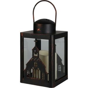 Lampáš s LED sviečkou Church čierna, 10 x 16 cm vyobraziť