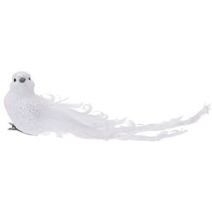 Vianočná dekorácia Biely vtáčik na klipe, 23 cm vyobraziť