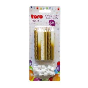 TORO Tortová sviečka s podstavcom TORO 7, 5 cm 12+12ks zlatá vyobraziť