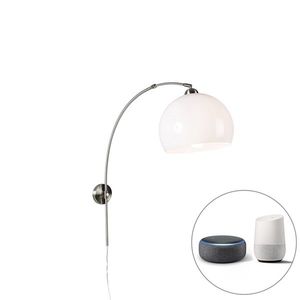 Inteligentná oceľová nástenná oblúková lampa s bielym tienidlom vrátane Wifi A60 - Luk vyobraziť
