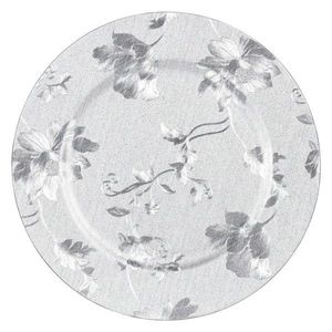 Dekoratívny tanier s kvetinovým vzorom Milie 33 cm strieborný vyobraziť