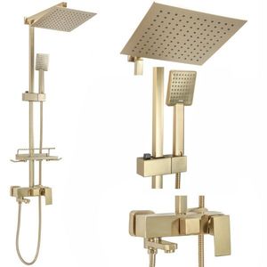 Sprchový set Rea JACK kartáčovaný zlatý - vanová baterie, dešťová a ruční sprcha, mýdelnička vyobraziť