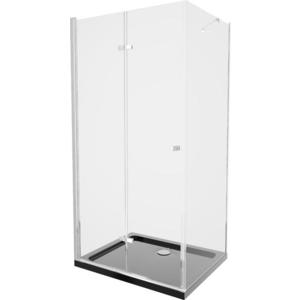 MEXEN/S - Lima sprchovací kút zalamovacie dvere 100 x 80, transparent, chróm + Flat čierna vanička so sifónom 856-100-080-01-00-4070 vyobraziť
