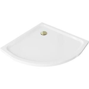 MEXEN/S - Flat sprchová vanička štvrťkruhová slim 100 x 100, biela + zlatý sifón 41101010G vyobraziť