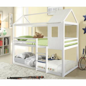 Montessori poschodová posteľ, biela, 90x200, ATRISA vyobraziť