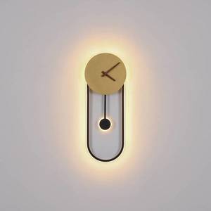 Globo Nástenné LED svetlo Sussy s hodinami, čierna/zlatá vyobraziť
