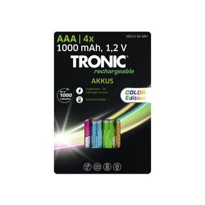 TRONIC® Nabíjateľné batérie Ni-MH Ready 2 Use, 4 kusy Color (fialová, bledomodrá, zelená, oranžová, AAA) vyobraziť