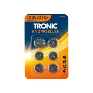 TRONIC® Gombíkové batérie, 6 kusov (lítiová batéria CR2032) vyobraziť