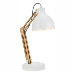 Bielo-hnedá stolová lampa s kovovým tienidlom (výška 44 cm) Marcello – LAMKUR vyobraziť