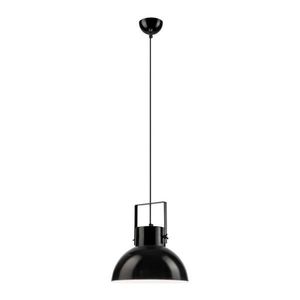 Lesklé čierne závesné svietidlo so skleneným tienidlom ø 30 cm Kira – LAMKUR vyobraziť