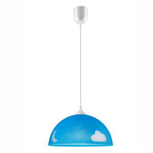 Modré detské svietidlo so skleneným tienidlom ø 30 cm Day & Night – LAMKUR vyobraziť