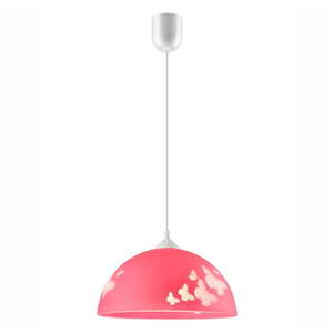 Ružové detské svietidlo so skleneným tienidlom ø 30 cm Mariposa – LAMKUR vyobraziť