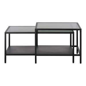 Čierne sklenené konferenčné stolíky v súprave 2 ks 60x60 cm Bronco – Unique Furniture vyobraziť
