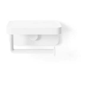 Biely samodržiaci držiak na toaletný papier z recyklovaného plastu Flex Adhesive – Umbra vyobraziť